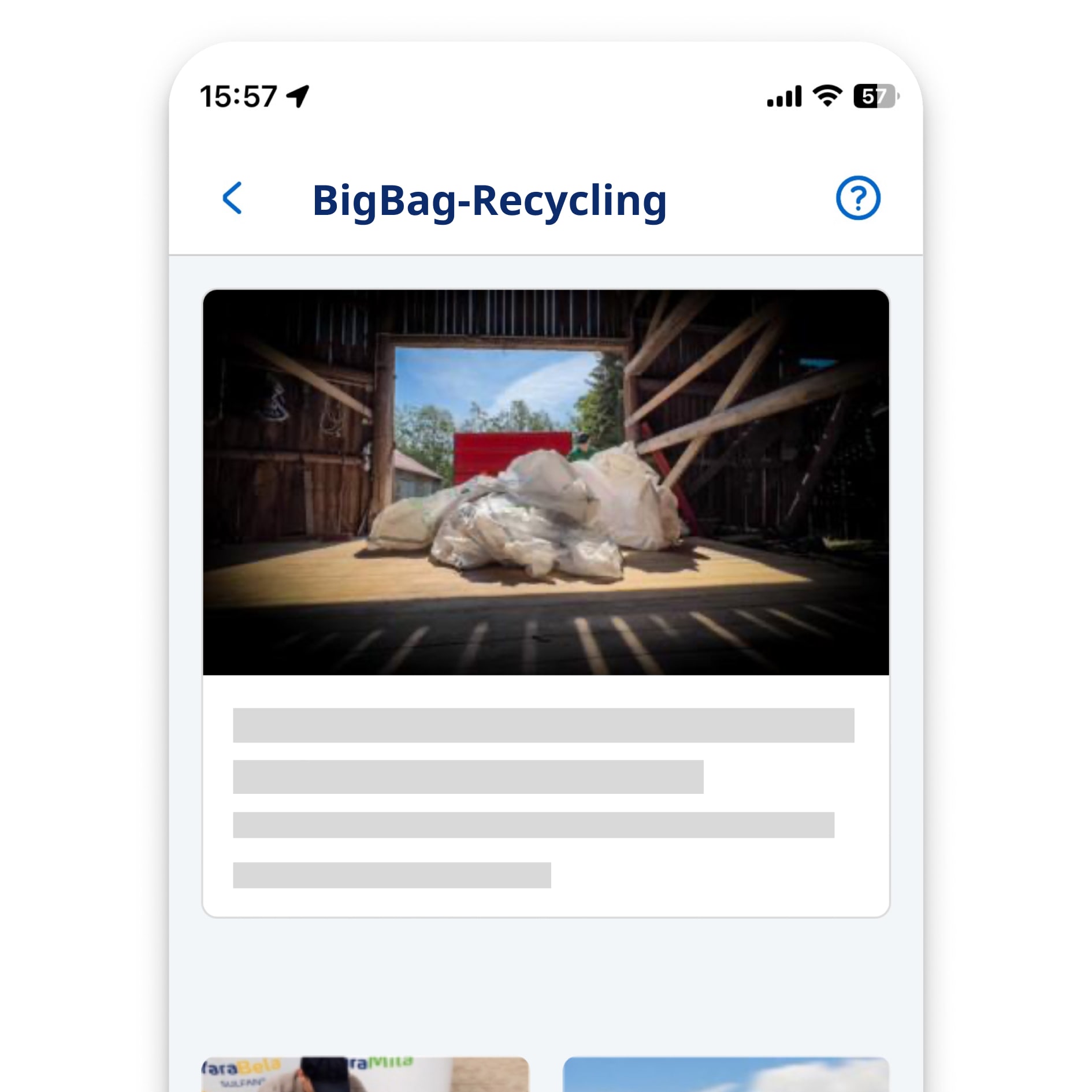 YaraPlus BigBagweg mobile screen